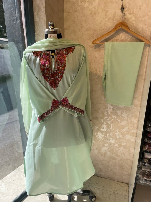 Sozni Embroidered Suit | Mint Green